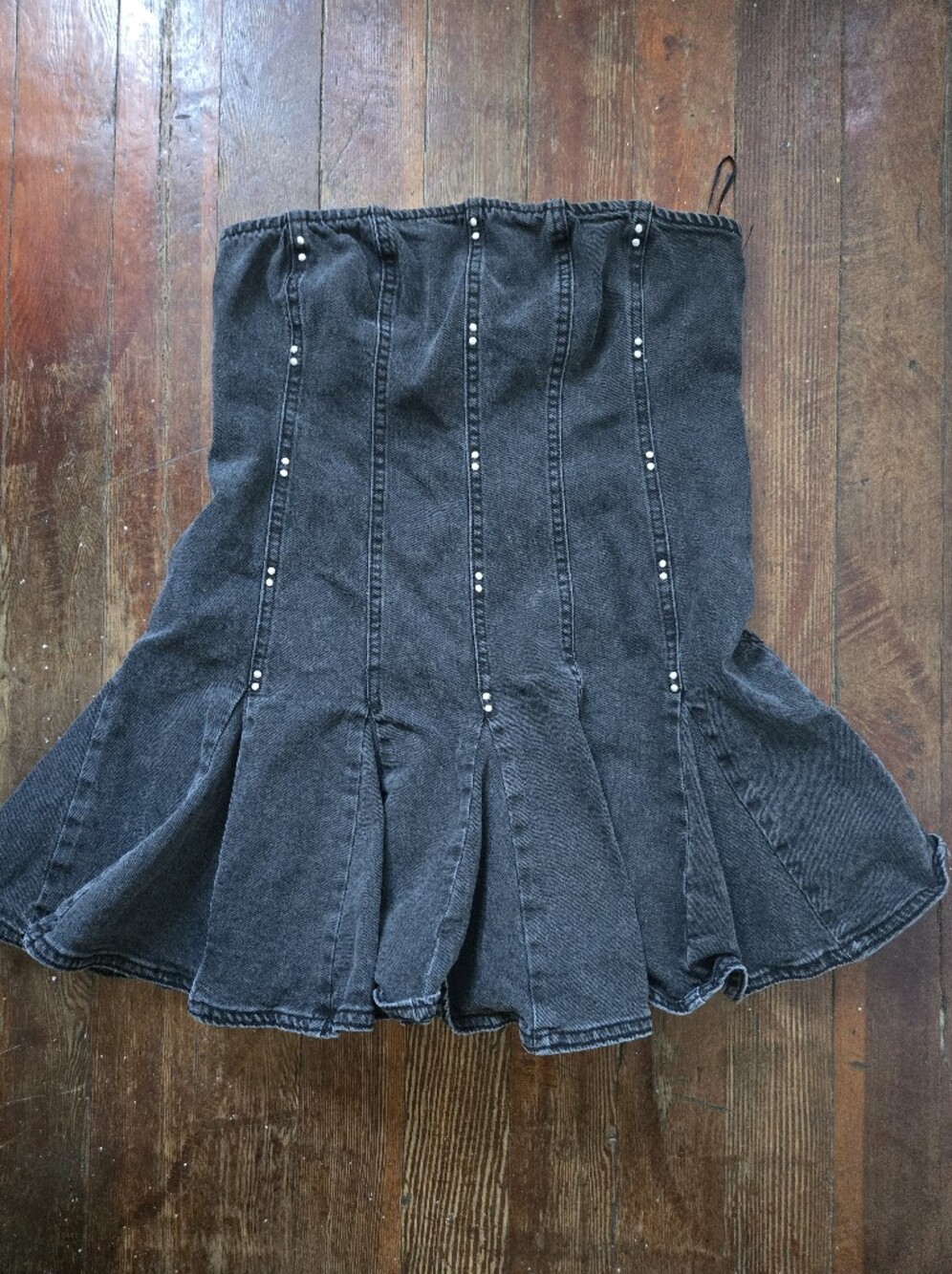 Black Denim Flare Skirt - Women's Stylish Panelled Design